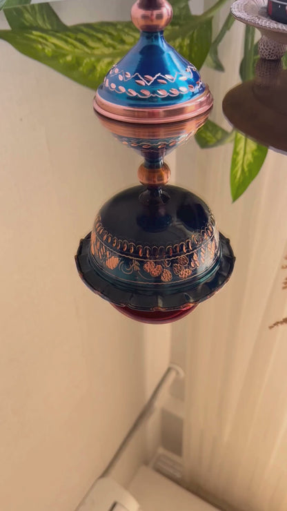 The Royal Lapis Hand-Painted Copper Sugar Bowl